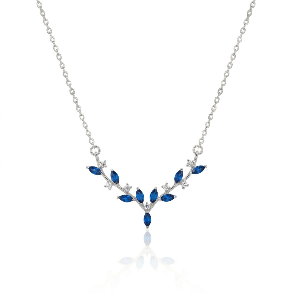 PP0029S Marquise Bloom Sapphire Pendant