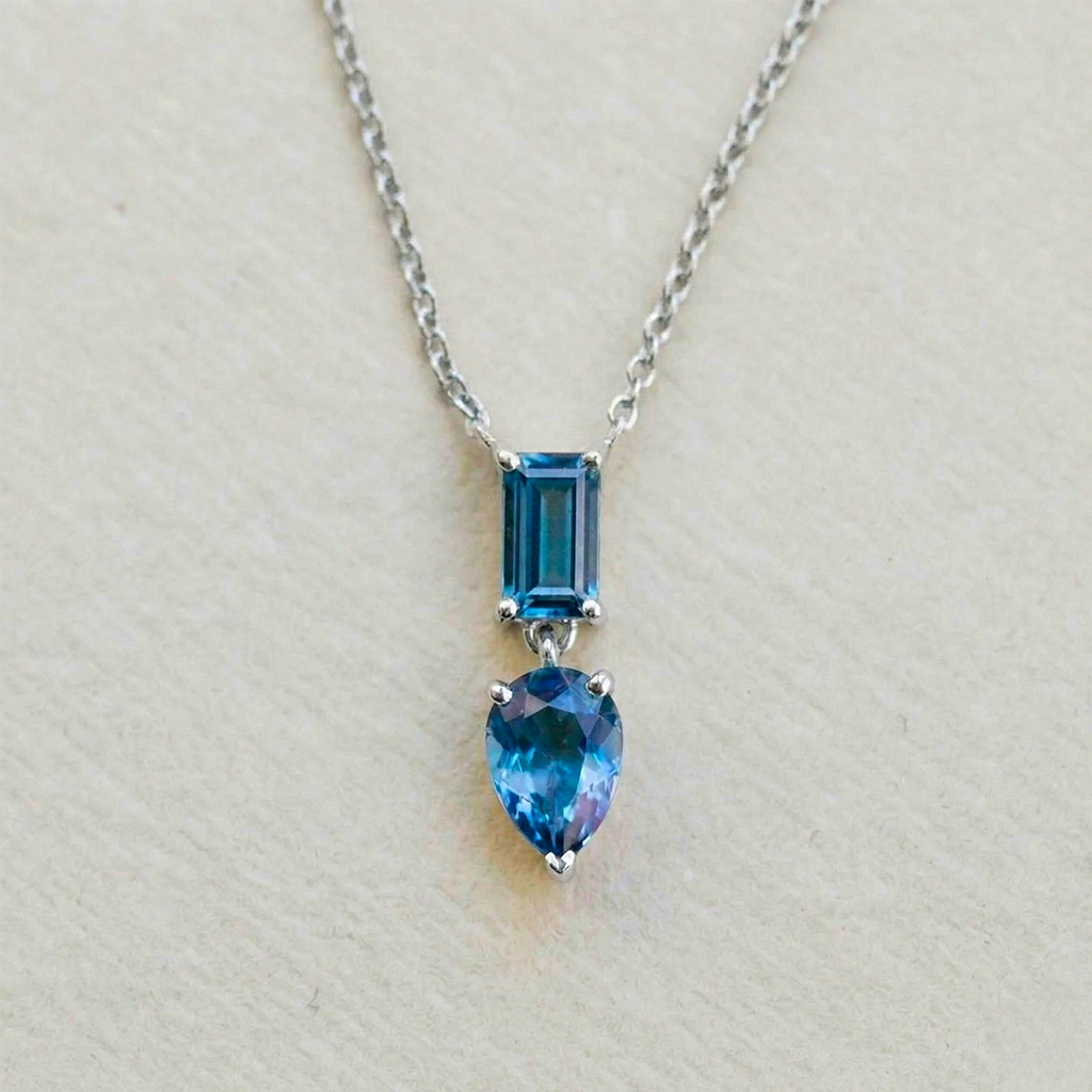 PP009S Twin Drop Sapphire Pendant