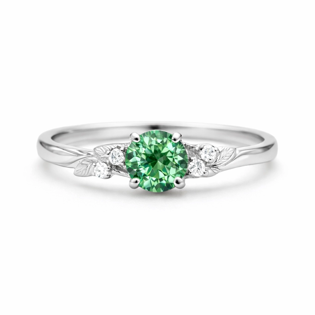 PR041S Green Flame Zircon Ring