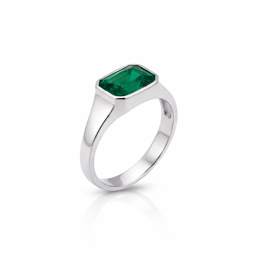 PR047S Emerald Cut Zircon Ring